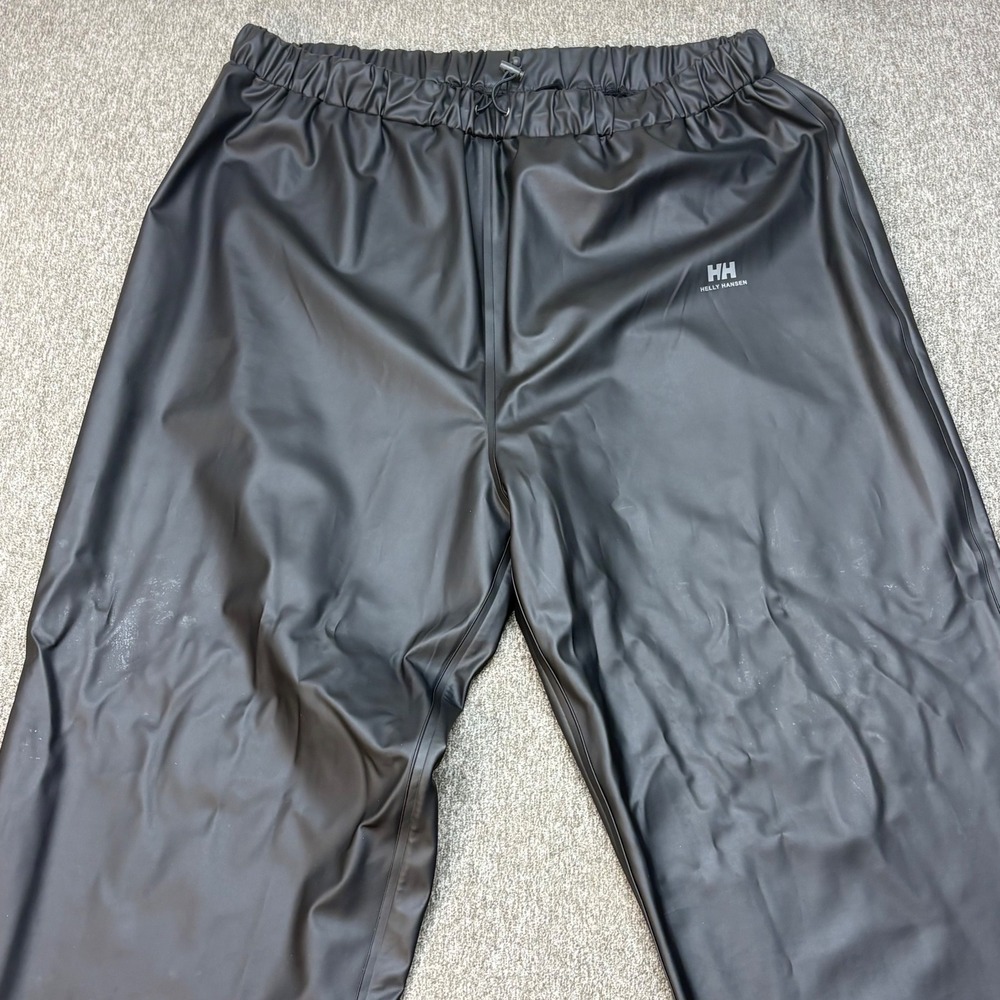 Helly Hansen Mens Black Waterproof Rain Pants XL Polyurethane Elastic Waist